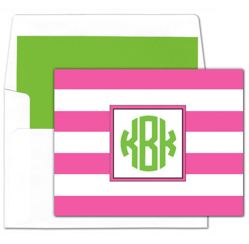 Stripe Monogram Folded Note Cards